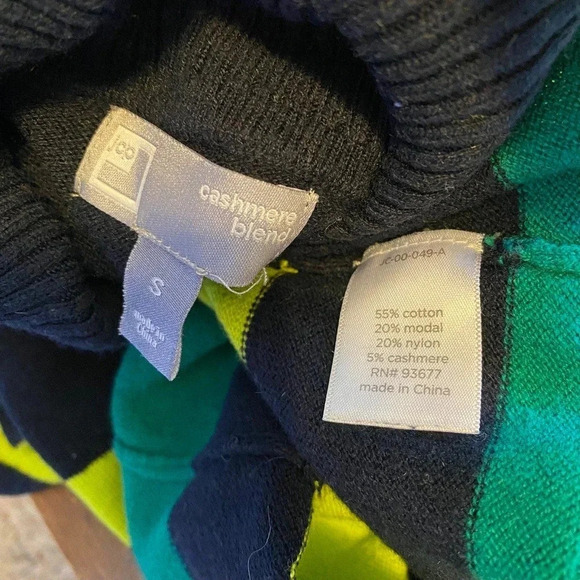 Jcp Cashmere Blend Turtle Neck Pullover Multi Color Sweater Women Size S - Picture 3 of 4